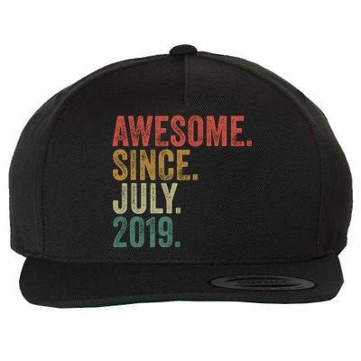 Funny 4th Birthday Gift 4 Year Old Awesome Since July 2019 Gift Wool Snapback Cap