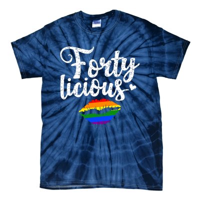 Funny 40th Birthday Gift For Gay Lesbian LGBT Fortylicious Tie-Dye T-Shirt