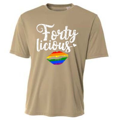 Funny 40th Birthday Gift For Gay Lesbian LGBT Fortylicious Cooling Performance Crew T-Shirt