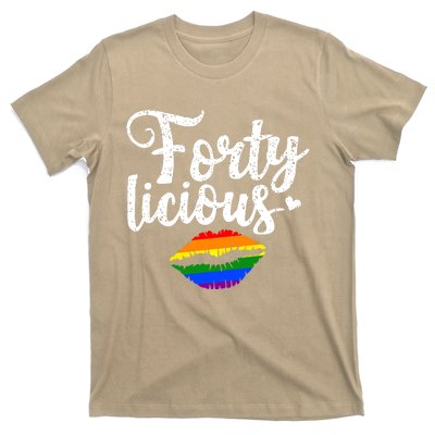 Funny 40th Birthday Gift For Gay Lesbian LGBT Fortylicious T-Shirt