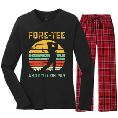 Funny 40th Birthday Golf Pun Golfing 40 Year Old Golfer Women's Long Sleeve Flannel Pajama Set 