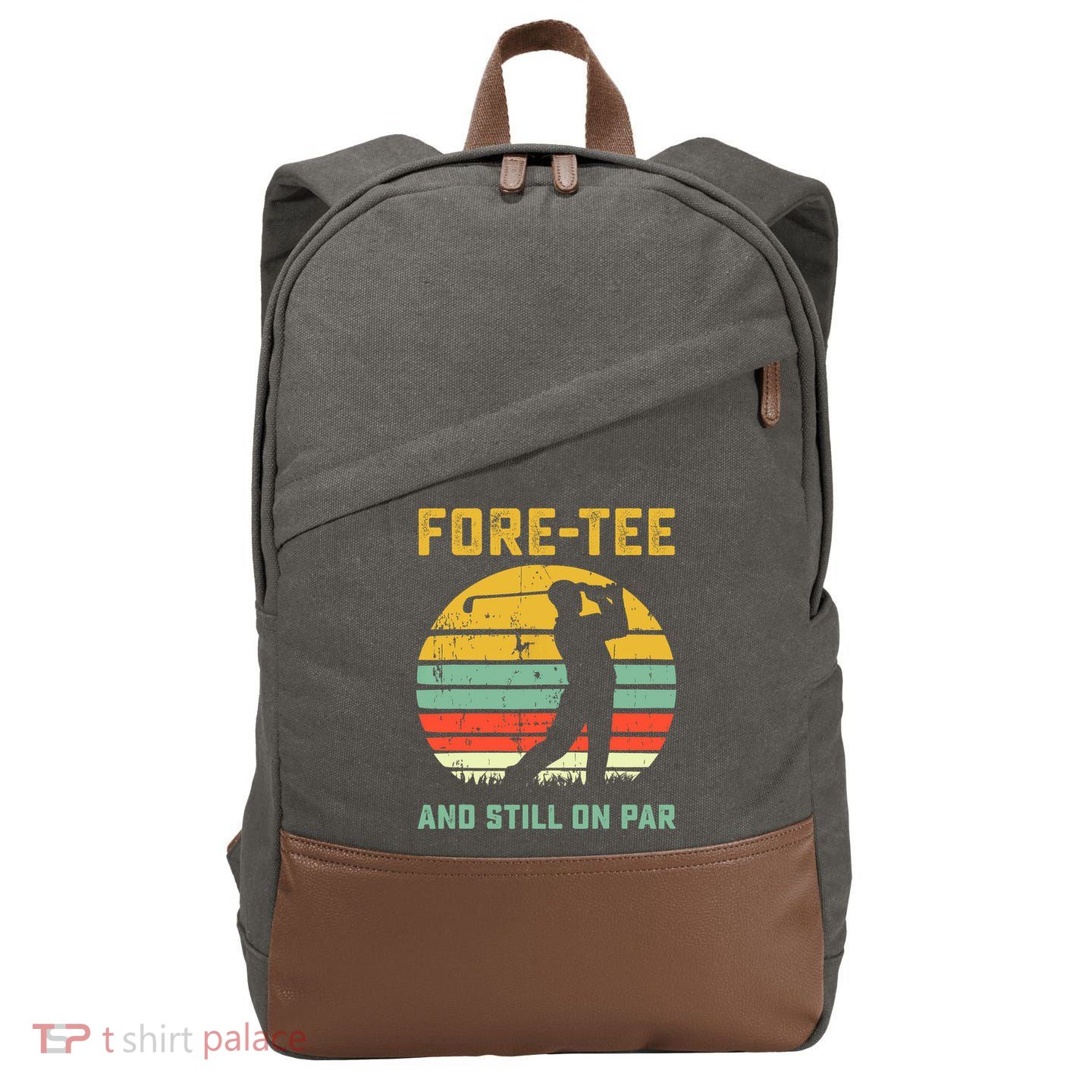 Funny 40th Birthday Golf Pun Golfing 40 Year Old Golfer Tee Cotton Canvas Backpack