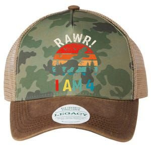 Funny 4th Birthday Dinosaur Rawr Im 4 Year Old For Legacy Tie Dye Trucker Hat