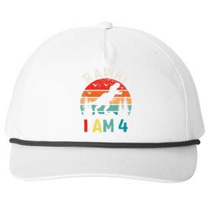 Funny 4th Birthday Dinosaur Rawr Im 4 Year Old For Snapback Five-Panel Rope Hat