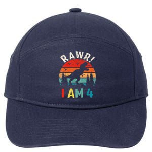 Funny 4th Birthday Dinosaur Rawr Im 4 Year Old For 7-Panel Snapback Hat