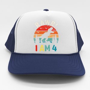 Funny 4th Birthday Dinosaur Rawr Im 4 Year Old For Trucker Hat