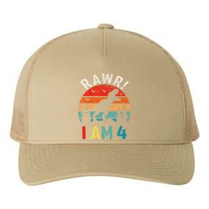 Funny 4th Birthday Dinosaur Rawr Im 4 Year Old For Yupoong Adult 5-Panel Trucker Hat