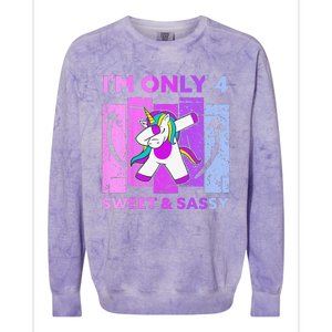 Funny 4th Birthday Unicorn IM ONLY 4 Years Anniversary Colorblast Crewneck Sweatshirt