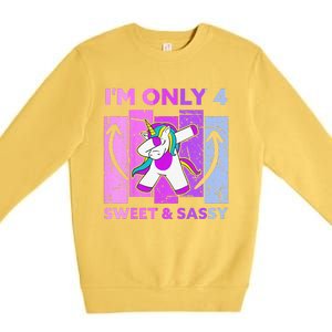 Funny 4th Birthday Unicorn IM ONLY 4 Years Anniversary Premium Crewneck Sweatshirt