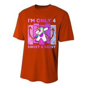 Funny 4th Birthday Unicorn IM ONLY 4 Years Anniversary Performance Sprint T-Shirt