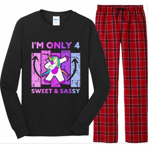 Funny 4th Birthday Unicorn IM ONLY 4 Years Anniversary Long Sleeve Pajama Set