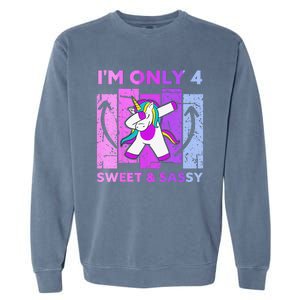 Funny 4th Birthday Unicorn IM ONLY 4 Years Anniversary Garment-Dyed Sweatshirt