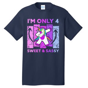 Funny 4th Birthday Unicorn IM ONLY 4 Years Anniversary Tall T-Shirt