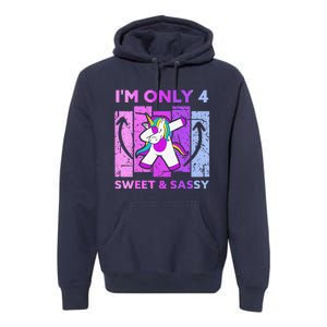 Funny 4th Birthday Unicorn IM ONLY 4 Years Anniversary Premium Hoodie