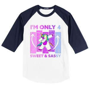 Funny 4th Birthday Unicorn IM ONLY 4 Years Anniversary Baseball Sleeve Shirt