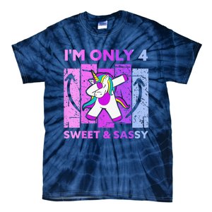 Funny 4th Birthday Unicorn IM ONLY 4 Years Anniversary Tie-Dye T-Shirt