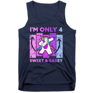 Funny 4th Birthday Unicorn IM ONLY 4 Years Anniversary Tank Top