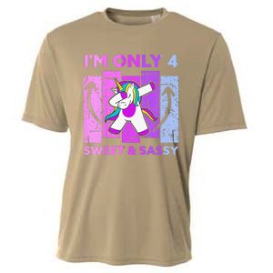 Funny 4th Birthday Unicorn IM ONLY 4 Years Anniversary Cooling Performance Crew T-Shirt