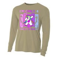 Funny 4th Birthday Unicorn IM ONLY 4 Years Anniversary Cooling Performance Long Sleeve Crew