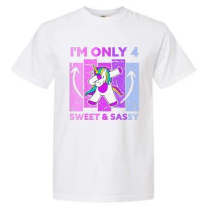 Funny 4th Birthday Unicorn IM ONLY 4 Years Anniversary Garment-Dyed Heavyweight T-Shirt