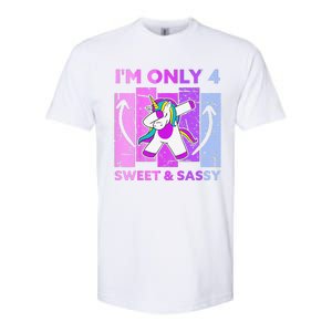 Funny 4th Birthday Unicorn IM ONLY 4 Years Anniversary Softstyle CVC T-Shirt