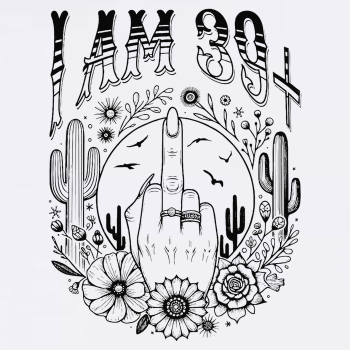 Funny 40th Birthday I Am 39 Plus 1 Middle Finger 39+1 Im 40 Garment-Dyed Sweatshirt