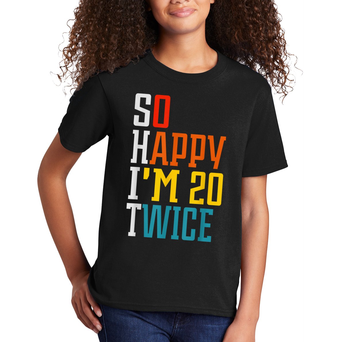 Funny 40th Birthday Tee So Happy I'm 20 Twice Birthday Humor Kids T-Shirt
