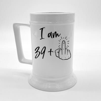 Funny 40th Birthday 39 Plus One Finger Beer Stein