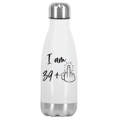 Funny 40th Birthday 39 Plus One Finger Stainless Steel Insulated Water Bottle