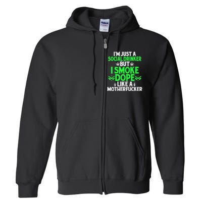 Funny 420 Bong Cannabis Marijuana Leaf Pot Head Stoner Humor Full Zip Hoodie