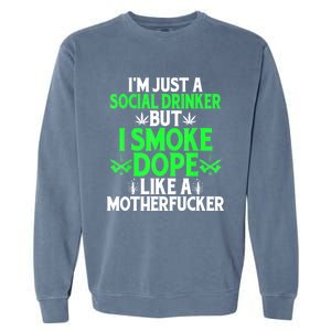 Funny 420 Bong Cannabis Marijuana Leaf Pot Head Stoner Humor Garment-Dyed Sweatshirt