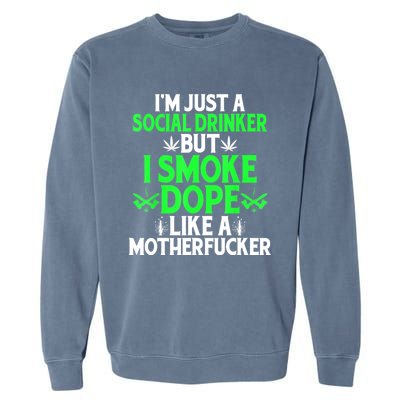 Funny 420 Bong Cannabis Marijuana Leaf Pot Head Stoner Humor Garment-Dyed Sweatshirt