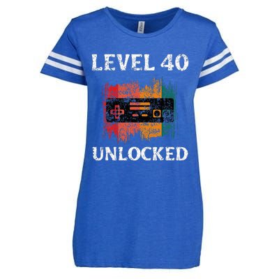 Funny 40th Birthday Vintage Retro Gamer Level 40 Unlocked Enza Ladies Jersey Football T-Shirt