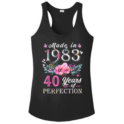 Floral 40th birthday gifts for wo, Made In 1983 Birthday Ladies PosiCharge Competitor Racerback Tank