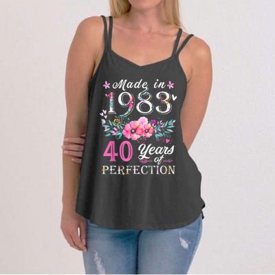 Floral 40th birthday gifts for wo, Made In 1983 Birthday Women's Strappy Tank