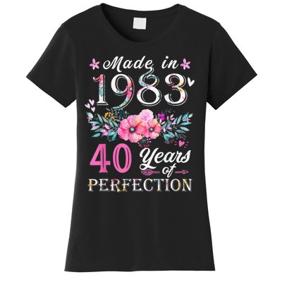 Floral 40th birthday gifts for wo, Made In 1983 Birthday Women's T-Shirt