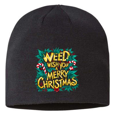 Funny 420 Christmas Santa Smoking Weed Cannabis Marijuana Sustainable Beanie