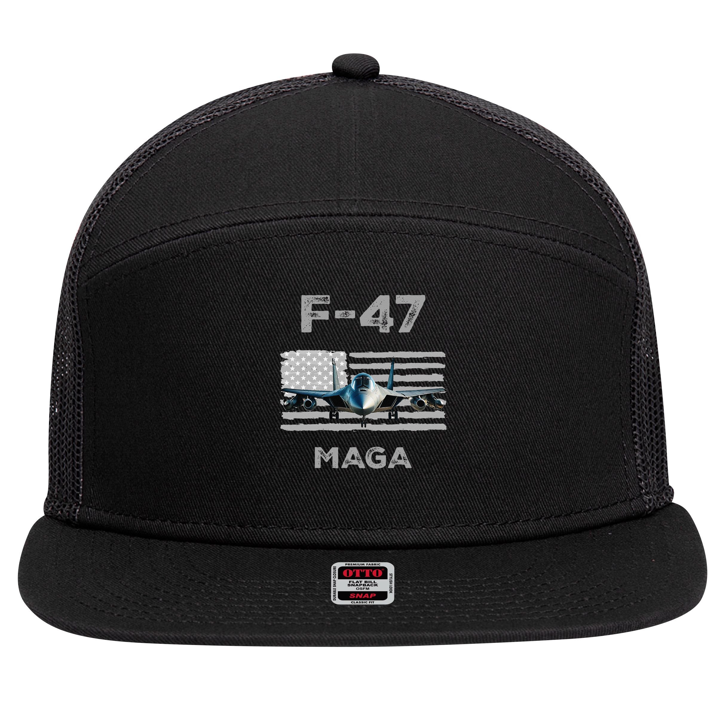 F 47 Fighter Aircraft Jet USA F-47 Fighter Jet Merch 7 Panel Mesh Trucker Snapback Hat