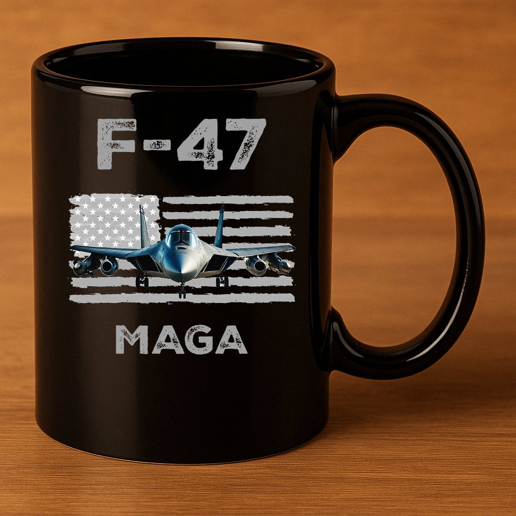F 47 Fighter Aircraft Jet USA F-47 Fighter Jet Merch 11oz C Handle Ceramic Mug