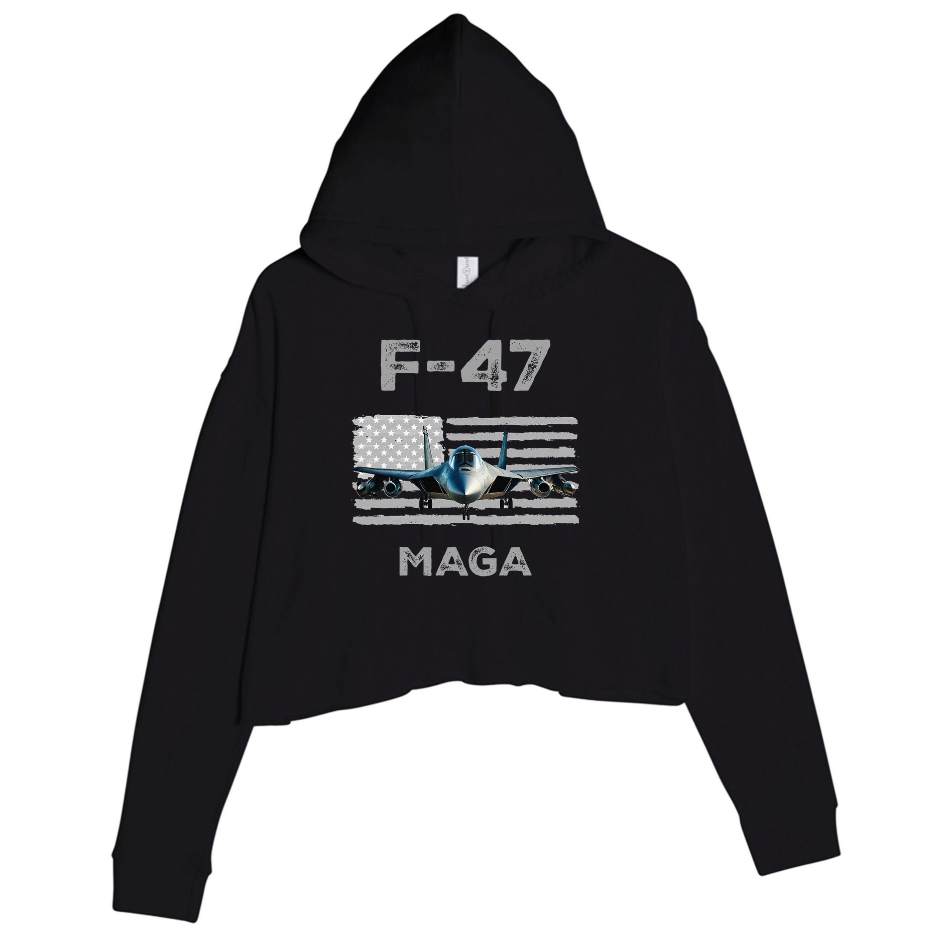 F 47 Fighter Aircraft Jet USA F-47 Fighter Jet Merch Crop Fleece Hoodie