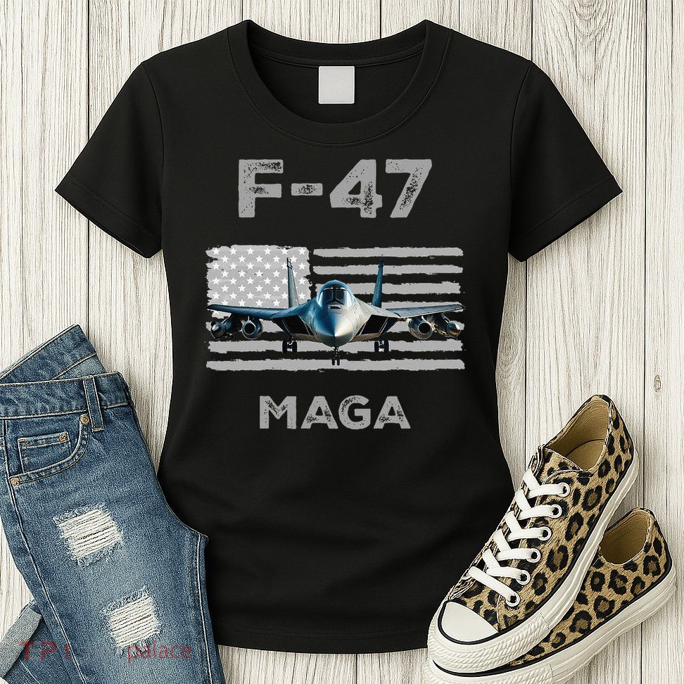 F 47 Fighter Aircraft Jet USA F-47 Fighter Jet Merch Womens T-Shirt