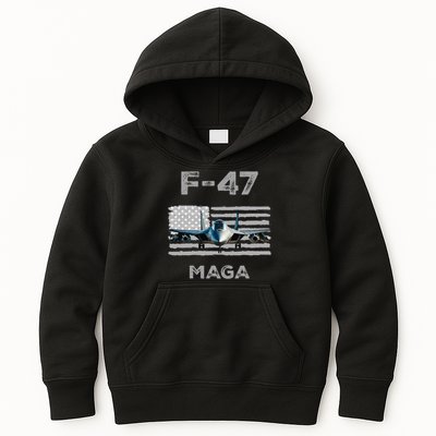 F 47 Fighter Aircraft Jet USA F-47 Fighter Jet Merch Kids Hoodie