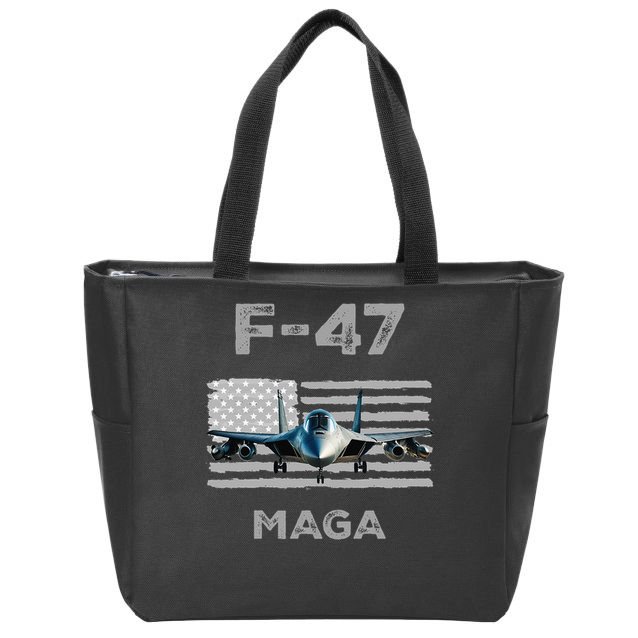 F 47 Fighter Aircraft Jet USA F-47 Fighter Jet Merch Zip Tote Bag