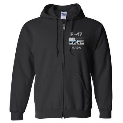 F 47 Fighter Aircraft Jet USA F-47 Fighter Jet Merch Full Zip Hoodie