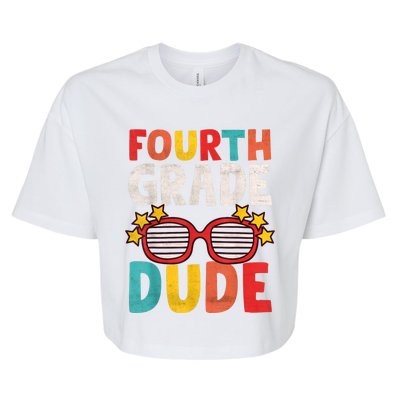 Fourth 4th Grade Dude First Day Of School Student Kids Boy Bella+Canvas Jersey Crop Tee