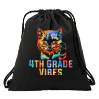 Fourth 4th Grade Vibes Back To School Cat Kitty Girl Tie Dye Gift Drawstring Bag