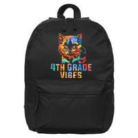 Fourth 4th Grade Vibes Back To School Cat Kitty Girl Tie Dye Gift 16 in Basic Backpack