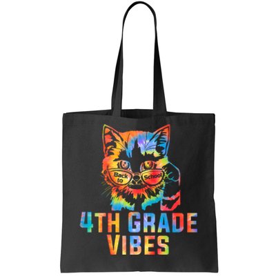 Fourth 4th Grade Vibes Back To School Cat Kitty Girl Tie Dye Gift Tote Bag