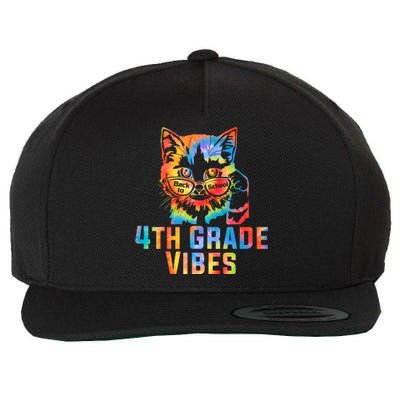 Fourth 4th Grade Vibes Back To School Cat Kitty Girl Tie Dye Gift Wool Snapback Cap