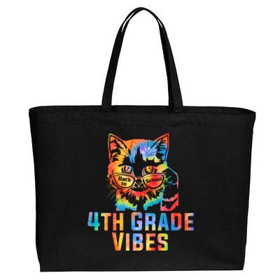 Fourth 4th Grade Vibes Back To School Cat Kitty Girl Tie Dye Gift Cotton Canvas Jumbo Tote